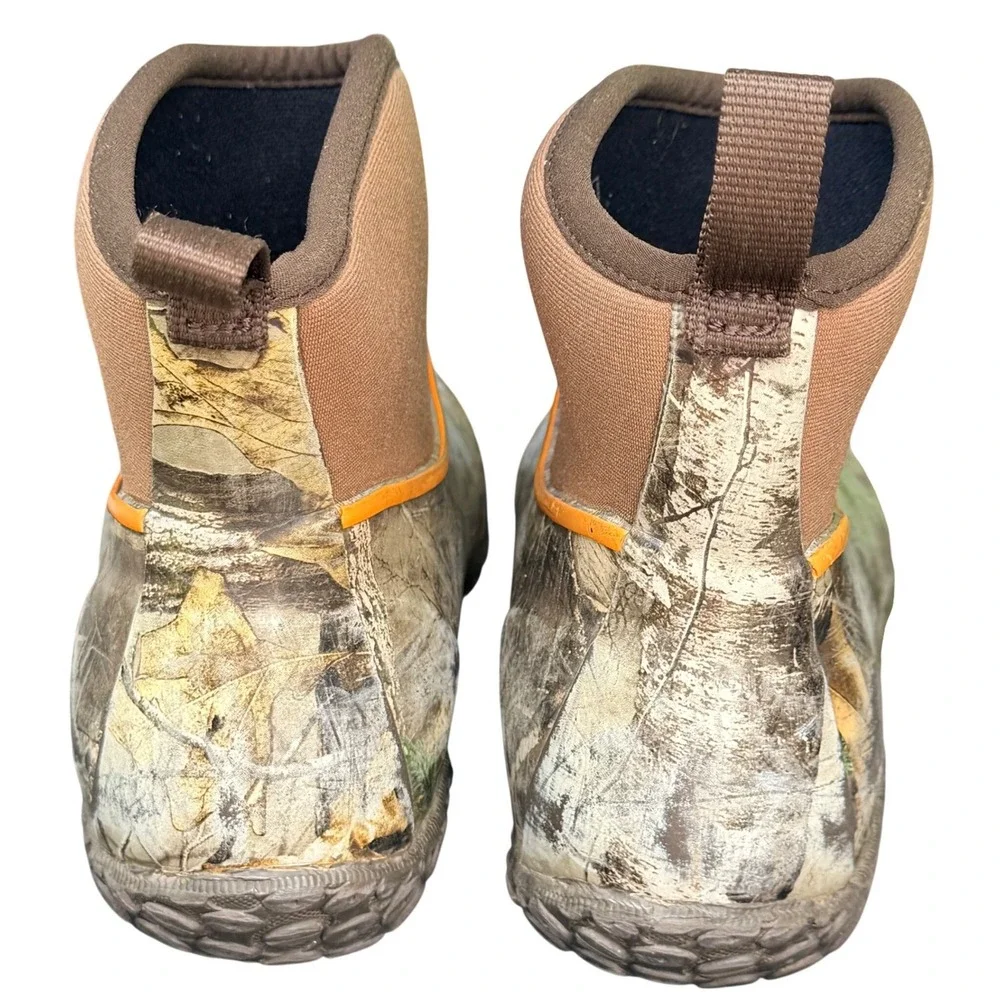 Muck Boot Company Kids Realtree Camo Waterproof Rubber Boots Size 4 Brown Orange